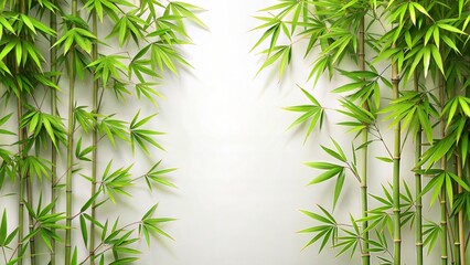 Fototapeta premium A Green Bamboo Plant on a White Background with Copy Space. Simple and Elegant Design Perfect for Nature and Zen Themes