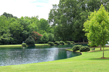 Beautiful Freedom Park, a 98-acre park lush with green growth in the month of July.  Freedom Park is located in Charlotte, North Carolina, USA.