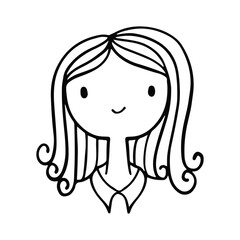 Cute Girl Line Art Avatar, hand drawn logos of women character. Social media avatars collection, simple icons. Doodle style, Isolated in white background. Vector Illustration