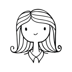 Cute Girl Line Art Avatar, hand drawn logos of women character. Social media avatars collection, simple icons. Doodle style, Isolated in white background. Vector Illustration