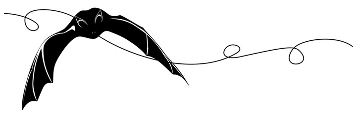Obraz premium line art halloween spooky illustration with flying bat