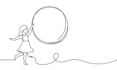 Asian child dancing line art style vector illustration