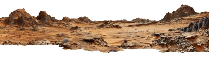 Martian landscape white isolated background