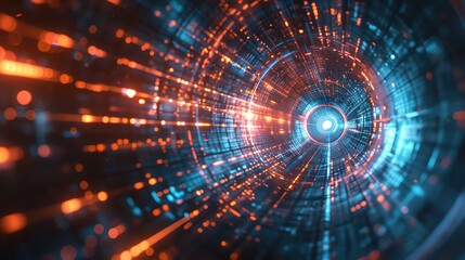 An immersive abstract tunnel background showcasing connectivity, data, adaptation, and cognitive intelligence, with dynamic perspective and a bold color palette