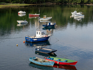 Small fishing boats in the estuaries of San Vicente de la Barquera (Cantabria, Spain)