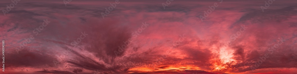 Canvas Prints sunset sky panorama with red burning clouds. seamless hdr 360 pano in spherical equirectangular form