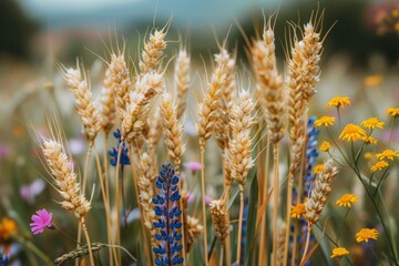 Wild flowers in a wheat field - Powered by Adobe