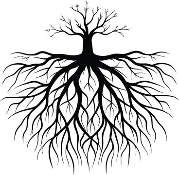 recommend clip art: Tree with roots silhouette