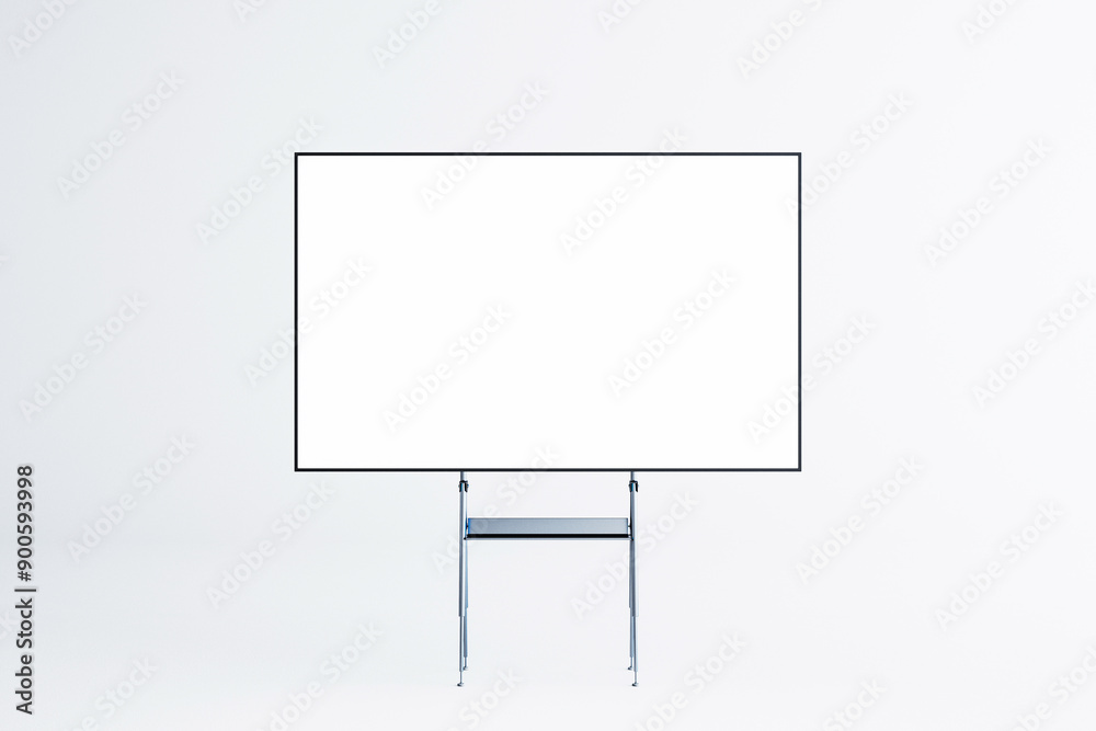 Poster blank whiteboard on a stand in a modern studio. 3d rendering