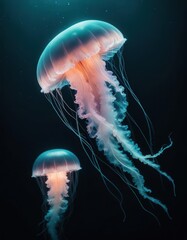 Fototapeta premium Micro Photography Underwater Jelly Fish | Jellyfish Background | Jellyfish Wallpaper | Mobile Wallpaper