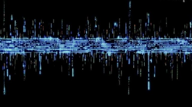Music equilizer with Blue rays on black 