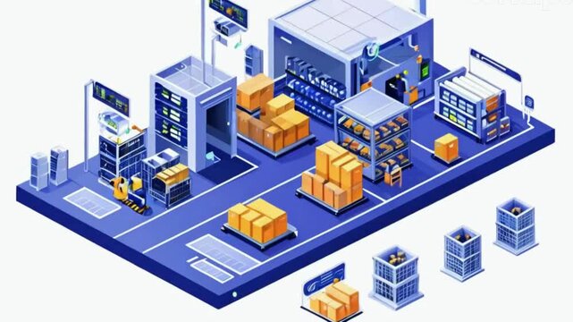 isometric view of a factory technology concept