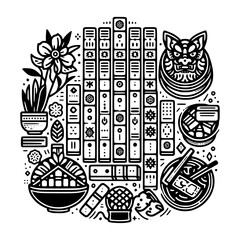 Abstract Nature-Inspired Mahjong Tiles