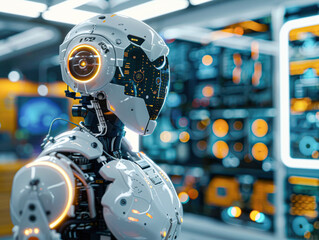 Fototapeta premium A robot with a white body