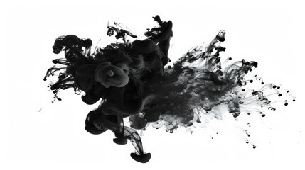 Abstract Black Ink in Water Creating Artistic Swirls