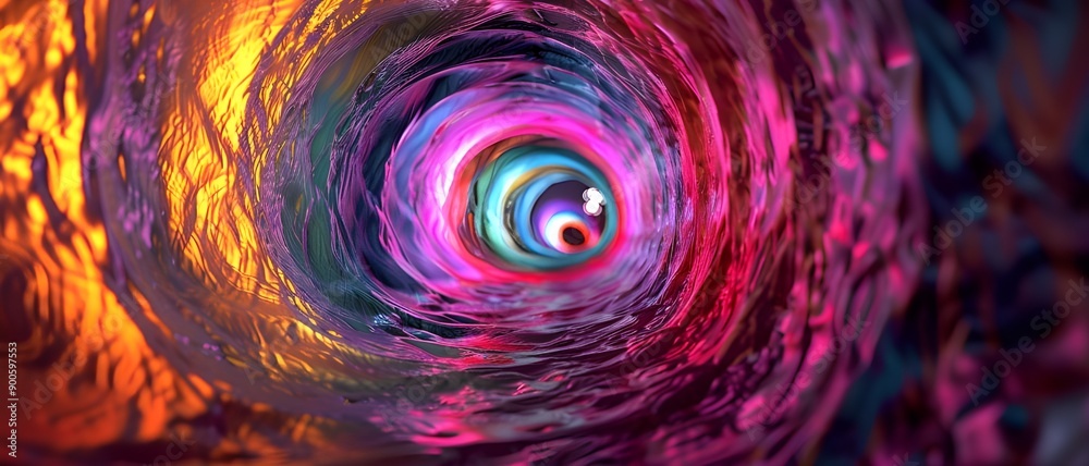 Poster A vibrant abstract tunnel featuring swirling colors and dynamic textures, creating a visually captivating and energetic design.