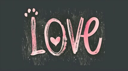 Handwritten Love Sign Featuring Heart and Paw Print Designed for Animal Lovers in a Creative Space