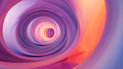 Obraz premium A stunning abstract spiral tunnel featuring vibrant shades of purple, pink, and orange, creating a warm and dynamic visual effect.