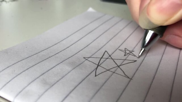 hand holding a pencil and doodling starts