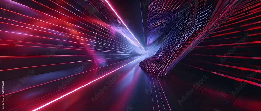 Aufkleber A futuristic tunnel illuminated with dynamic neon light trails, creating a mesmerizing and high-tech visual experience.