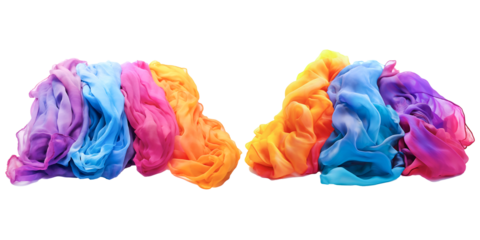 Color puffs of magic fog or smoke on a white background