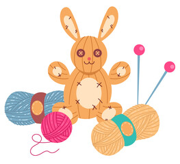 Knit hand wool handmade handicraft concept. Vector flat graphic design cartoon illustration