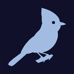 Jay bird silhouette vector art illustration with head shape