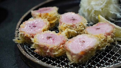 fried pork with vegetables and wasabi