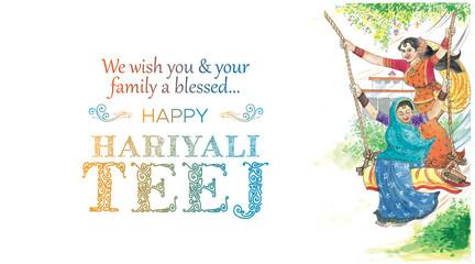 Obraz premium Happy Teej. Indian Traditional festival background Hariyali teej greetings.
