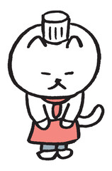 目が細いかわいい白猫のキャラ素材