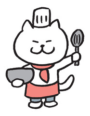 目が細いかわいい白猫のキャラ素材
