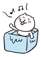 目が細いかわいい白猫のキャラ素材