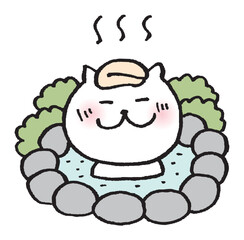 目が細いかわいい白猫のキャラ素材