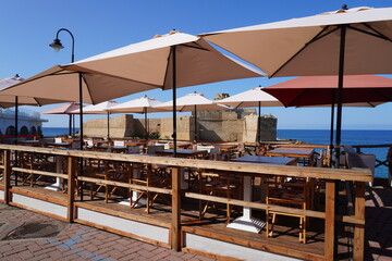 Castle on an island in the sea. Le Castella island in Capo Rizzuto 07/28/2024. South of Italy.