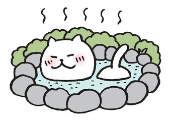 目が細いかわいい白猫のキャラ素材