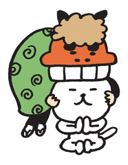 目が細いかわいい白猫のキャラ素材