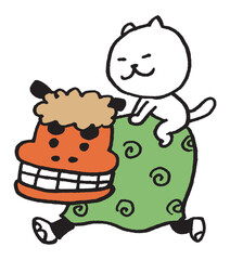 目が細いかわいい白猫のキャラ素材