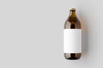 Beer bottle mockup with a blank label and copyspace.