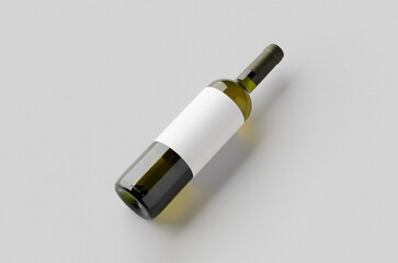 White wine in a green bottle mockup with a blank label.