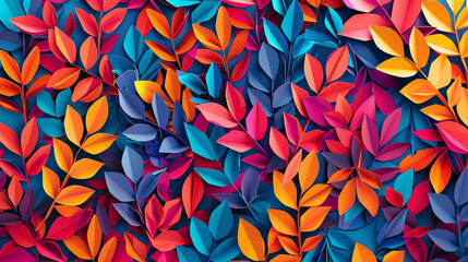 Abstract paper cut style flower leaf pattern color for decorative background