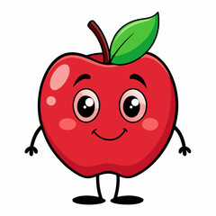 Red apple isolated on white, Red apple vector illustration, apple cartoon vector art, apple silhouette, apple vector icon