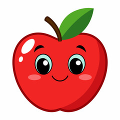 Red apple isolated on white, Red apple vector illustration, apple cartoon vector art, apple silhouette, apple vector icon