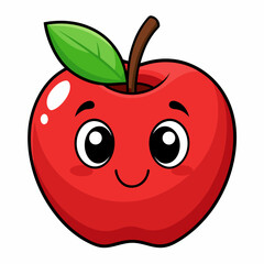 Red apple isolated on white, Red apple vector illustration, apple cartoon vector art, apple silhouette, apple vector icon