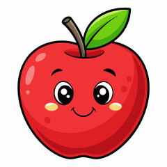 Red apple isolated on white, Red apple vector illustration, apple cartoon vector art, apple silhouette, apple vector icon