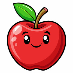 Red apple isolated on white, Red apple vector illustration, apple cartoon vector art, apple silhouette, apple vector icon
