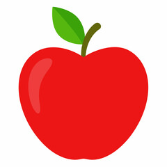 Red apple isolated on white, Red apple vector illustration, apple cartoon vector art, apple silhouette, apple vector icon