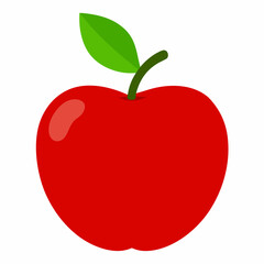Red apple isolated on white, Red apple vector illustration, apple cartoon vector art, apple silhouette, apple vector icon
