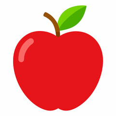 Red apple isolated on white, Red apple vector illustration, apple cartoon vector art, apple silhouette, apple vector icon