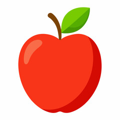 Red apple isolated on white, Red apple vector illustration, apple cartoon vector art, apple silhouette, apple vector icon