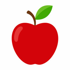 Red apple isolated on white, Red apple vector illustration, apple cartoon vector art, apple silhouette, apple vector icon
